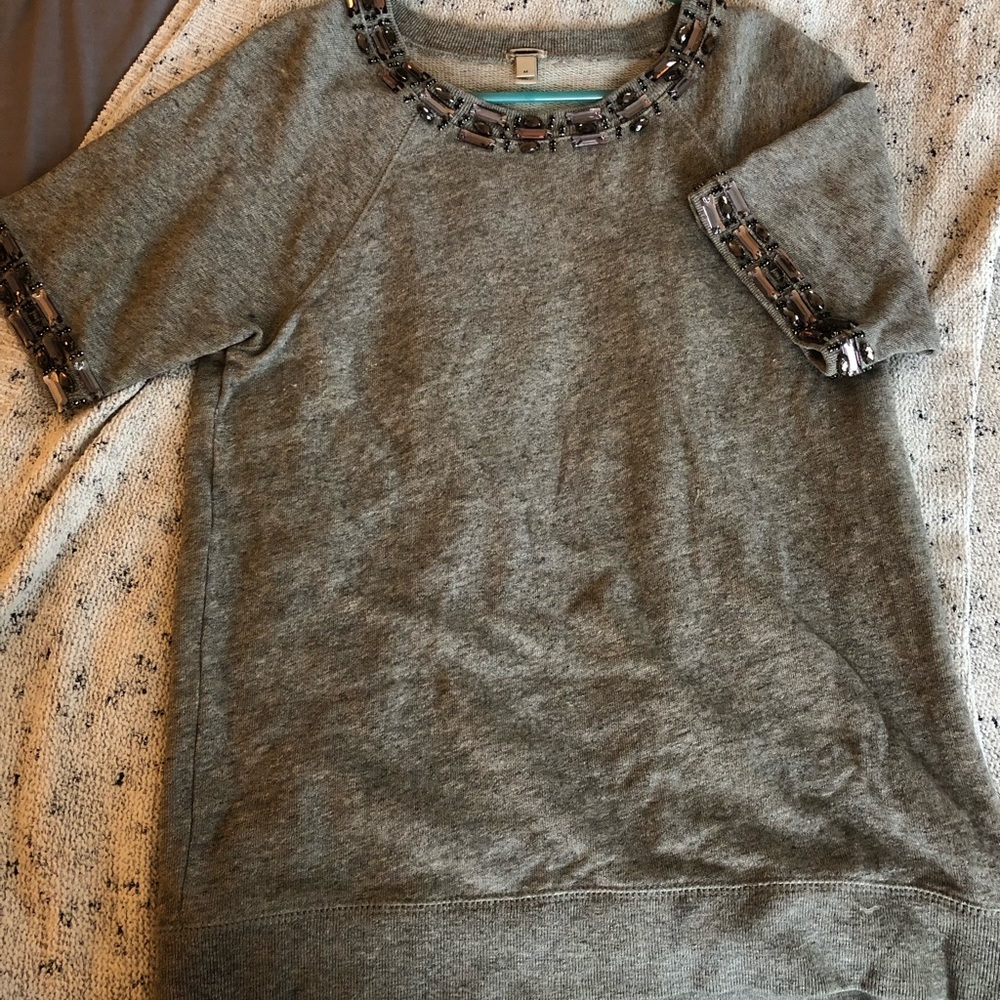 Short sleeve beaded top J crew